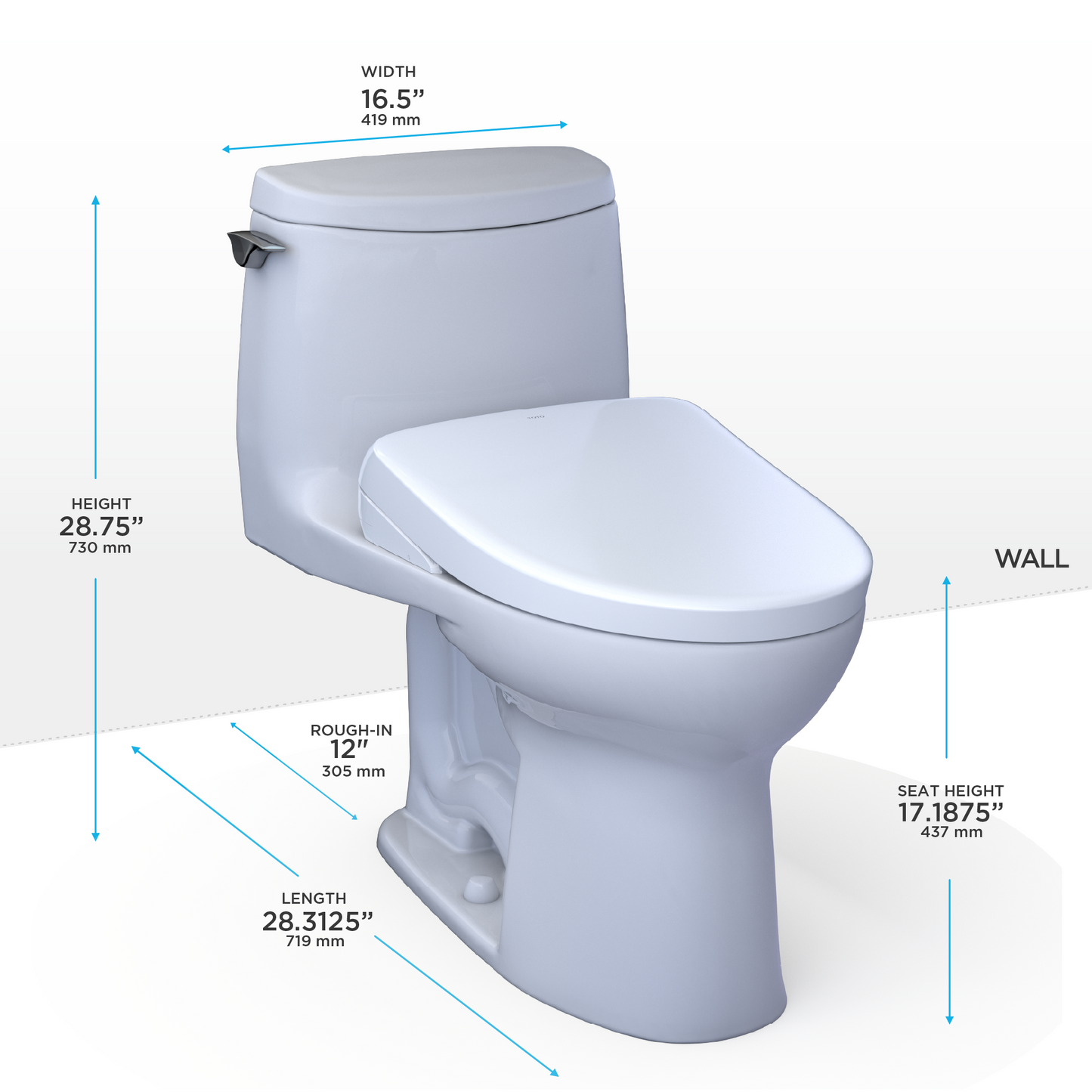 TOTO MW6044726CUFGA#01 WASHLET+ UltraMax II 1G One-Piece Elongated 1.0 GPF Toilet with Auto Flush WASHLET+ S7 Contemporary Bidet Seat , Cotton White