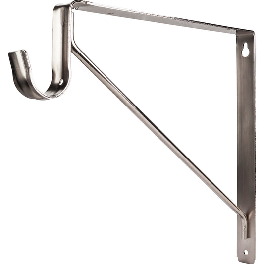 HARDWARE RESOURCES 1516SN Satin Nickel Shelf Bracket with Rod Support for 1-5/16" Round Closet Rods - Satin Nickel