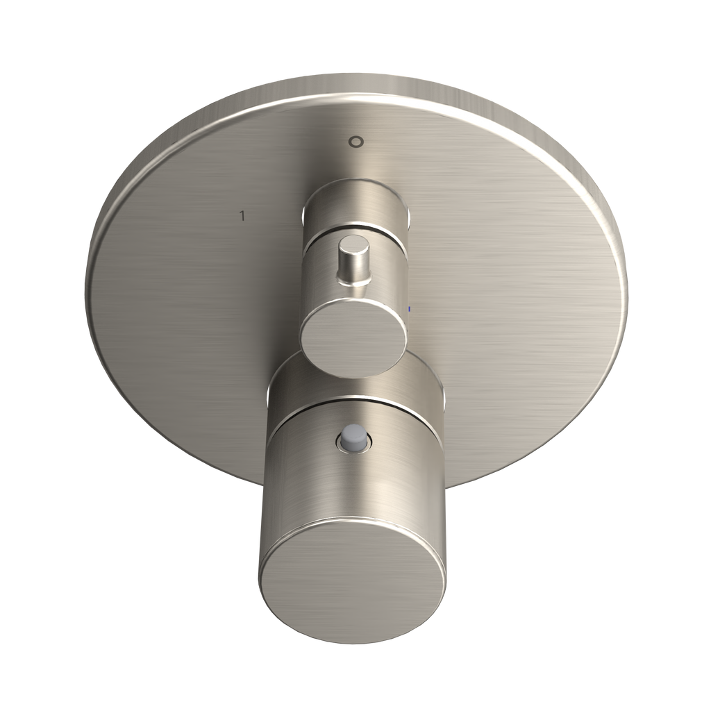 TOTO TBV01408U#BN Round Thermostatic Mixing Valve With Two-Way Diverter Shower Trim - Brushed Nickel