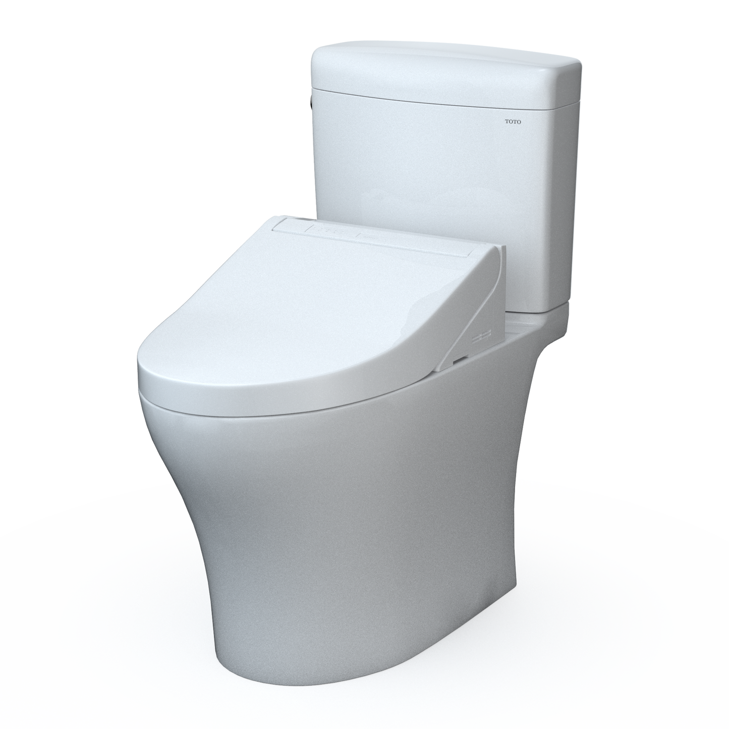 TOTO MW4363084CEMFGN#01 WASHLET+ Aquia IV Cube Two-Piece Elongated Dual Flush 1.28 and 0.9 GPF Toilet with C5 Bidet Seat , Cotton White