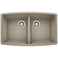 BLANCO 441290 Performa Performa SILGRANIT 33" 50/50 Double Bowl Undermount Kitchen Sink - Truffle in Truffle