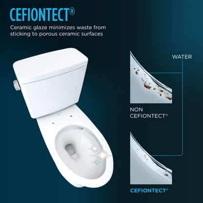 TOTO MS776124CSFG#01 Drake Two-Piece Elongated 1.6 Gpf Universal Height Tornado Flush Toilet With Cefiontect And Softclose Seat - Cotton White