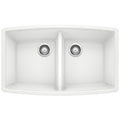 BLANCO 440071 Performa Performa SILGRANIT 33" 50/50 Double Bowl Undermount Kitchen Sink - White in White