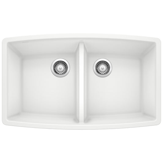 BLANCO 440071 Performa Performa SILGRANIT 33" 50/50 Double Bowl Undermount Kitchen Sink - White in White