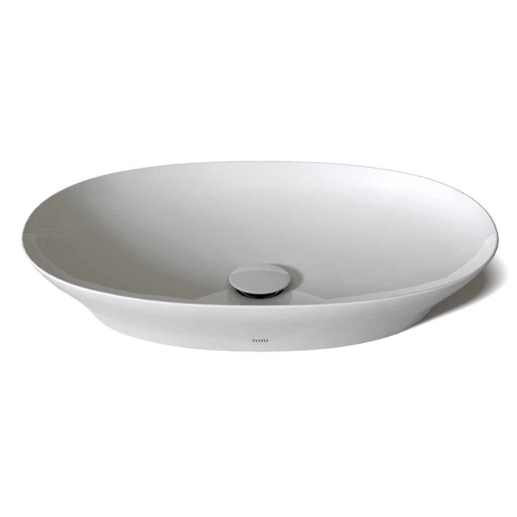 TOTO LT474G#01 Kiwami Oval 24 Inch Vessel Bathroom Sink With Cefiontect - Cotton White