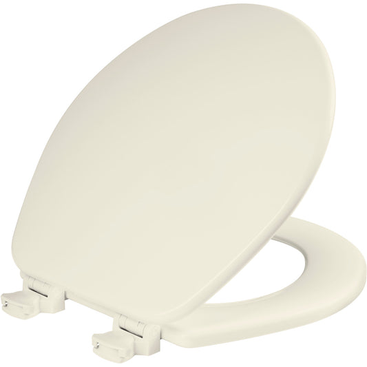 Church Round Enameled Wood Toilet Seat in Biscuit with Easy•Clean Hinge