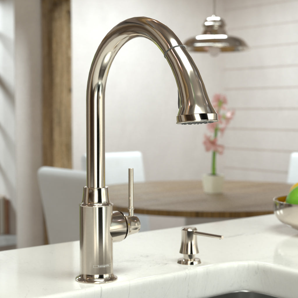 HANSGROHE 04215830 Talis C HighArc Kitchen Faucet, 2-Spray Pull-Down, 1.75 GPM - Polished Nickel