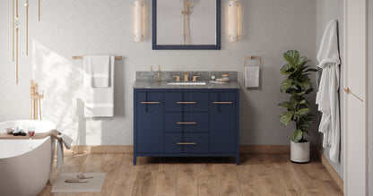 JEFFREY ALEXANDER VKITKAT48BLBOR 48" Hale Blue Katara Vanity, Boulder Cultured Marble Vanity Top, undermount rectangle bowl - Hale Blue
