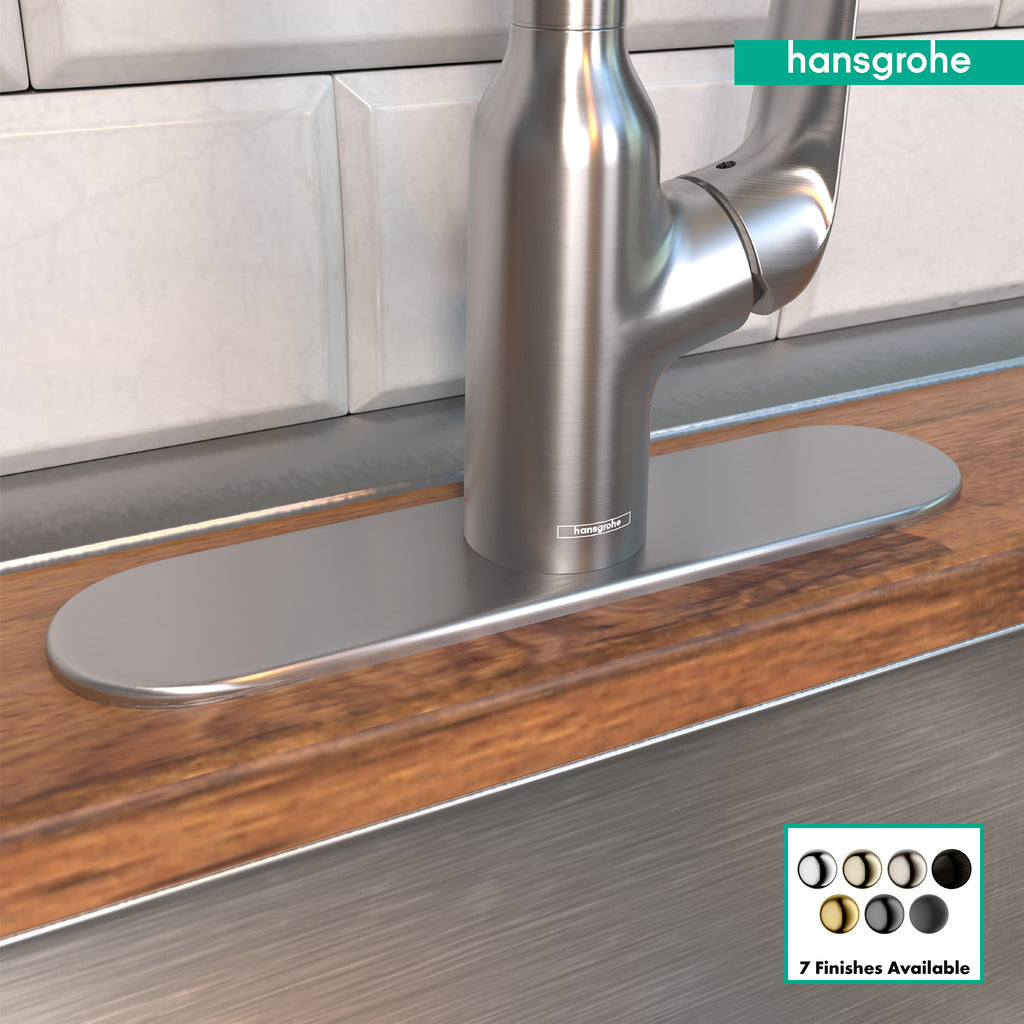HANSGROHE 14019861  Base Plate for Single-Hole Kitchen Faucets, 10" - Stainless Steel Optic