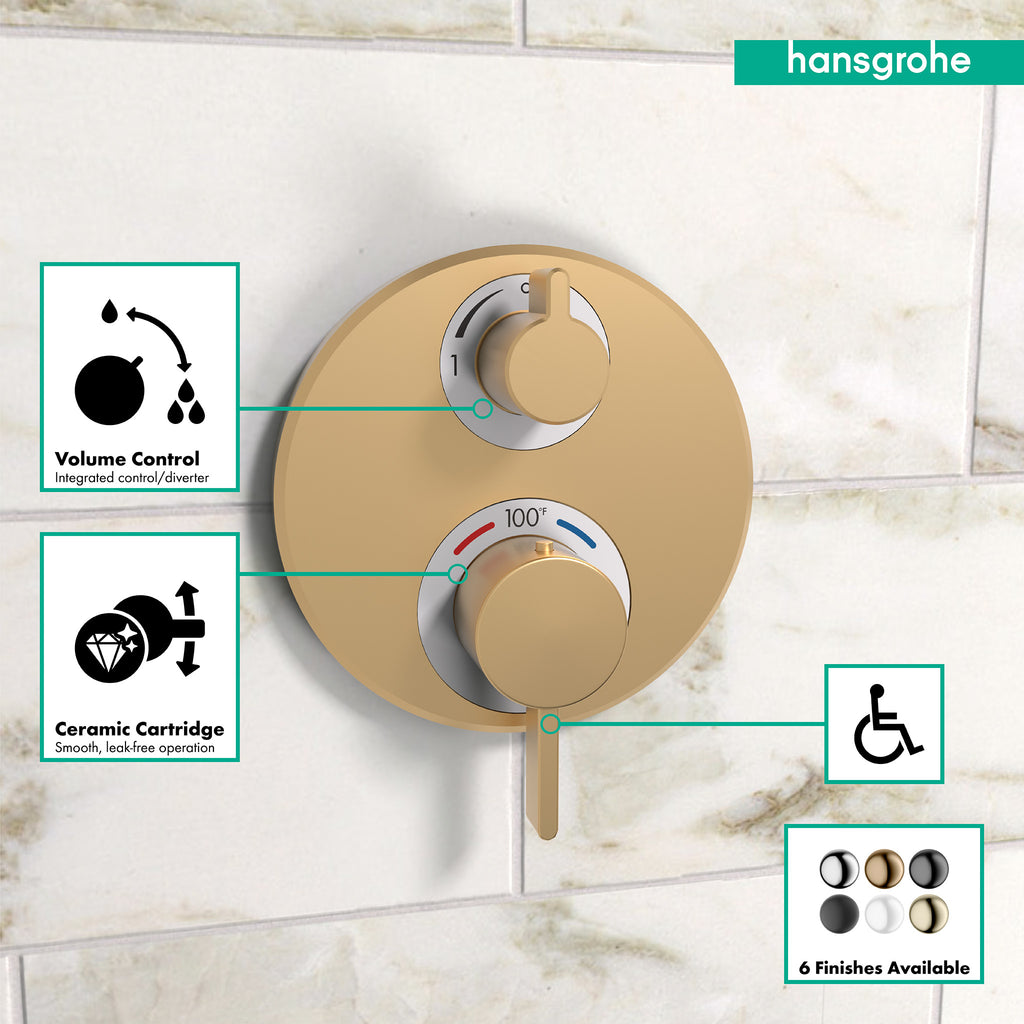 HANSGROHE 15757141 Ecostat S Thermostatic Trim with Volume Control - Brushed Bronze