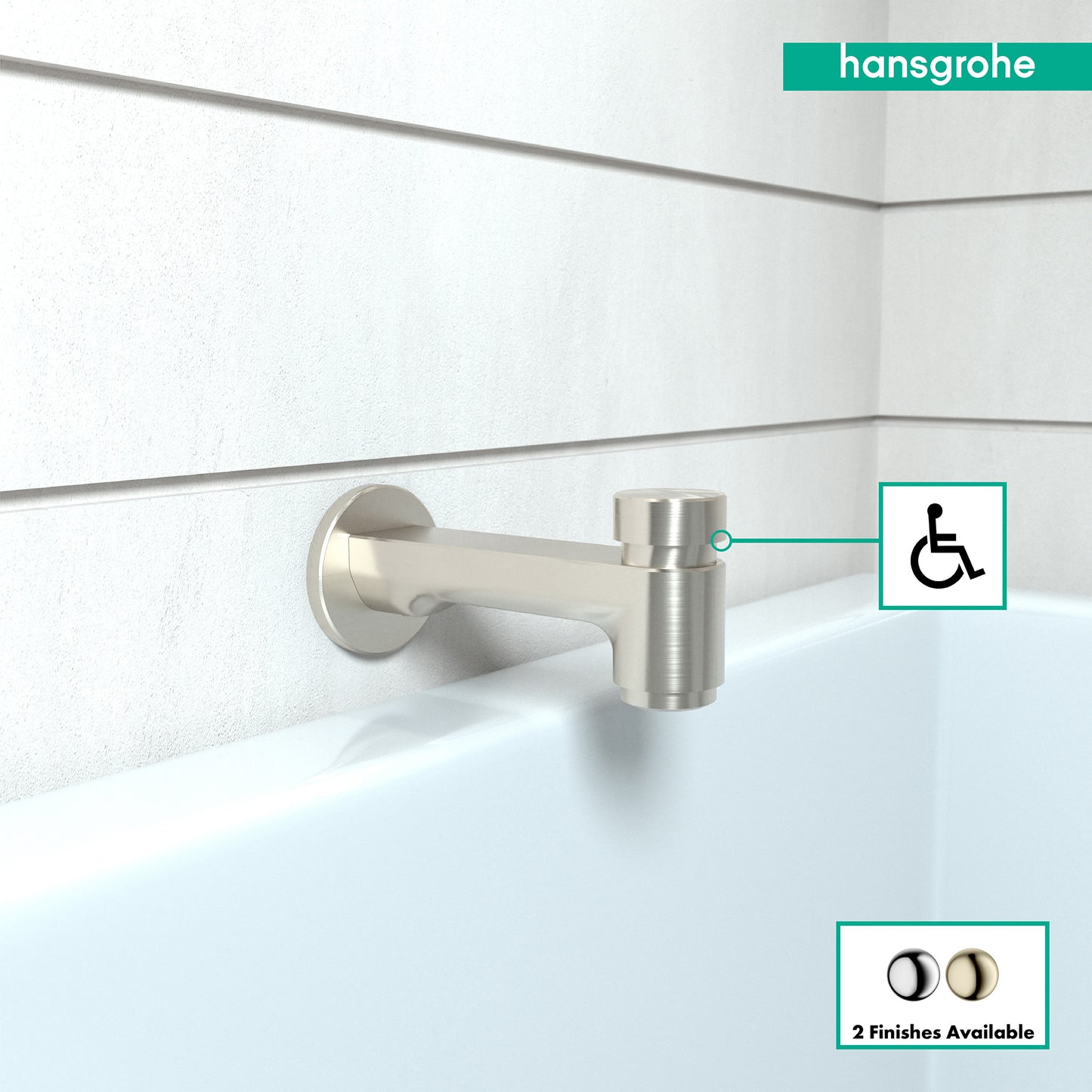 HANSGROHE 14414821 Brushed Nickel Metris S Modern Tub Spout