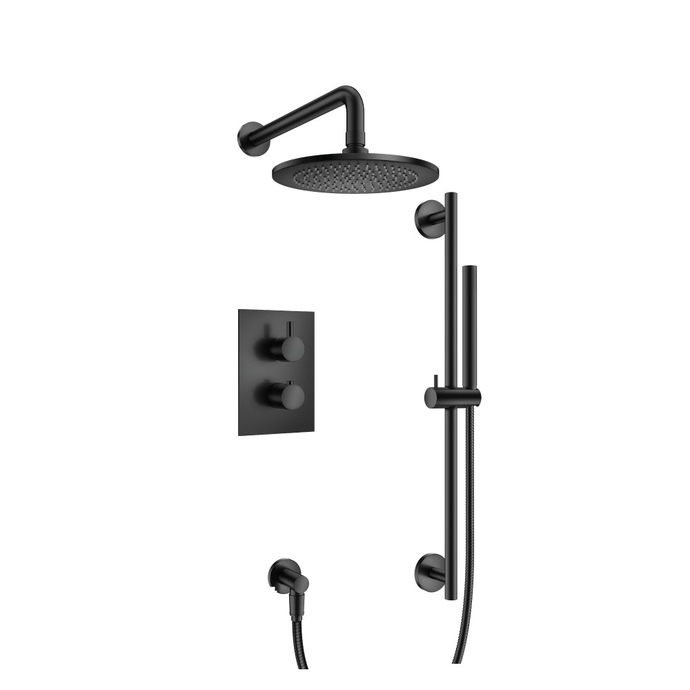 ISENBERG 100.7100MB Matte Black Serie 100 Two Output Shower Set With Shower Head, Hand Held And Slide Bar