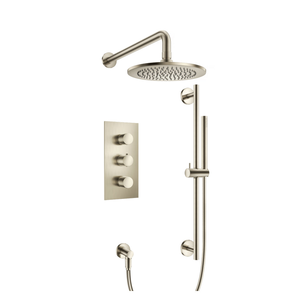 ISENBERG 100.7200BN Brushed Nickel PVD Serie 100 Two Output Shower Set With Shower Head, Hand Held And Slide Bar