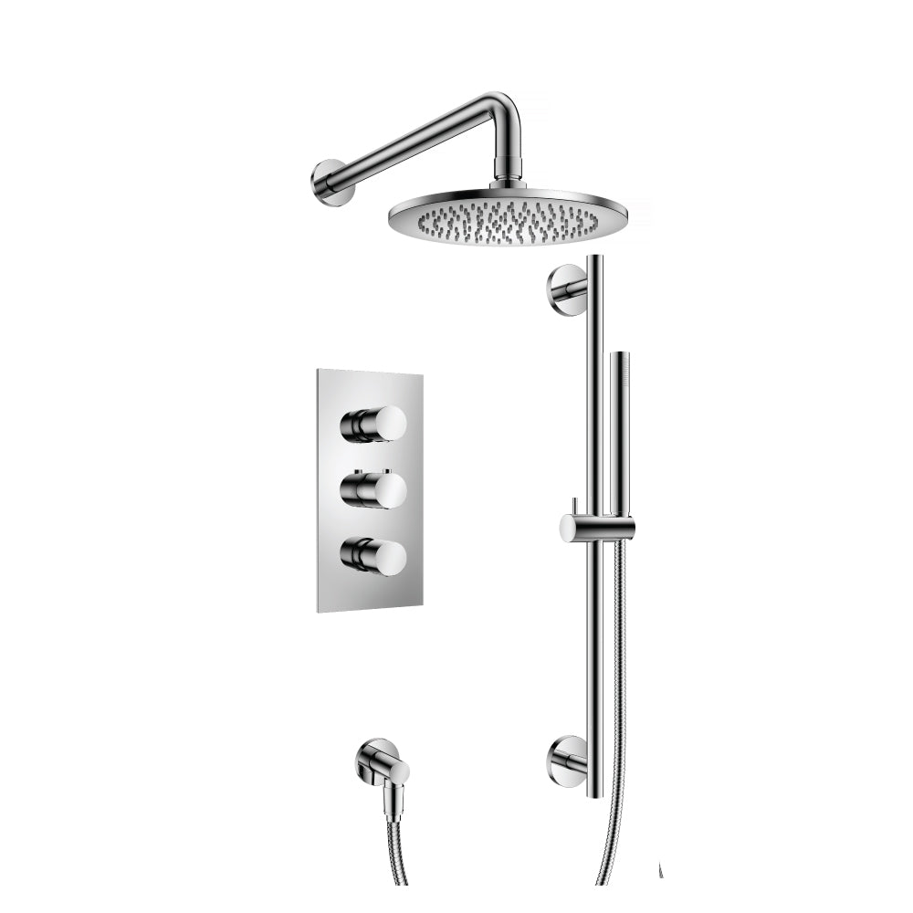 ISENBERG 100.7200CP Chrome Serie 100 Two Output Shower Set With Shower Head, Hand Held And Slide Bar