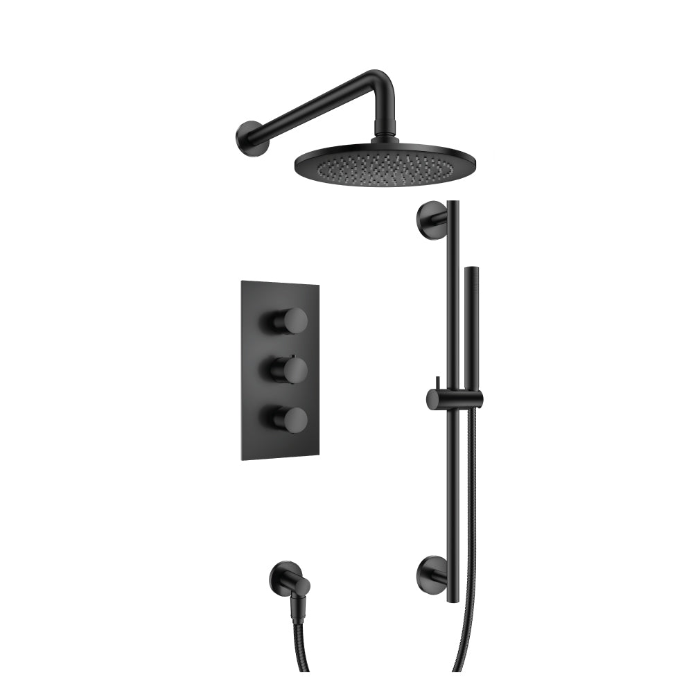 ISENBERG 100.7200MB Matte Black Serie 100 Two Output Shower Set With Shower Head, Hand Held And Slide Bar