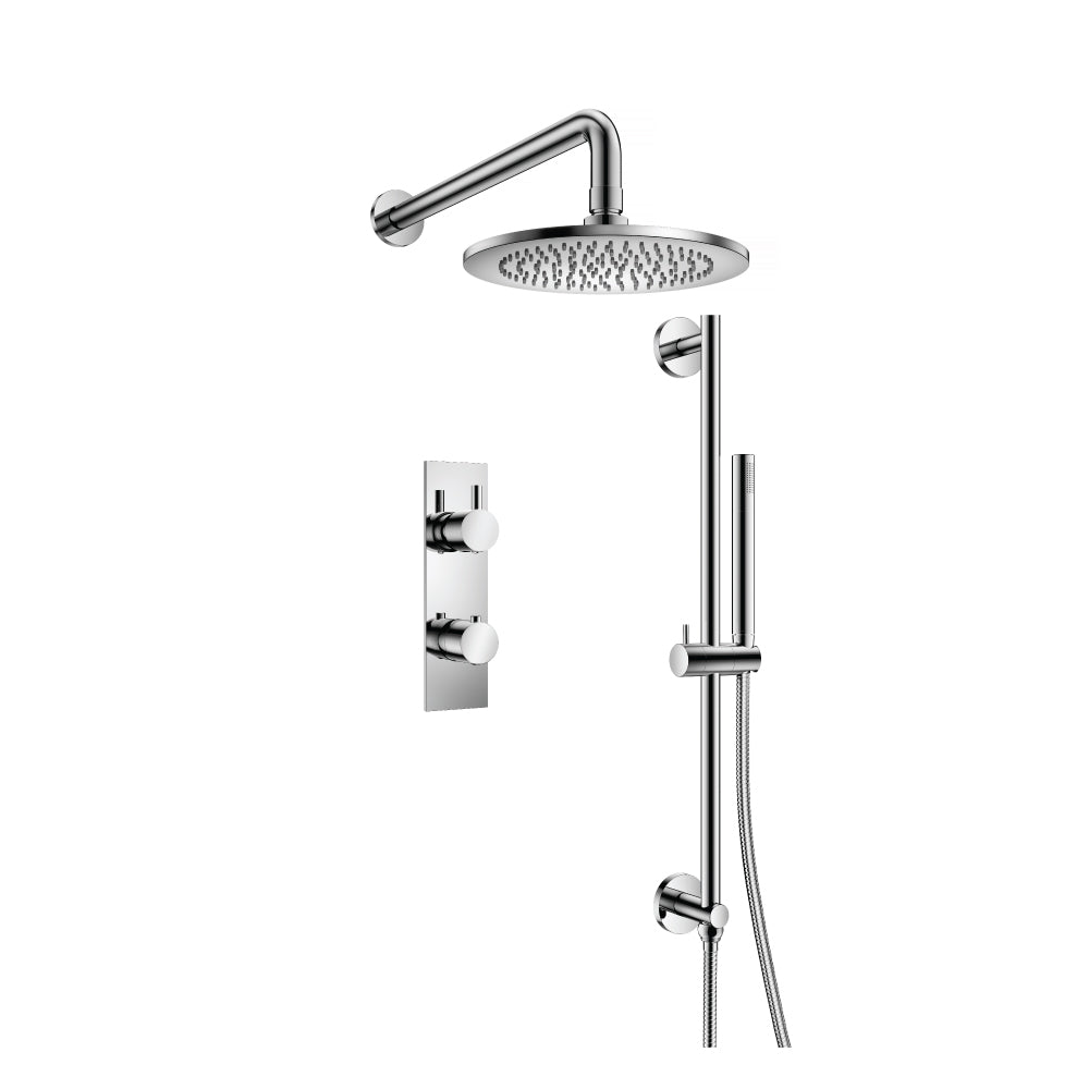 ISENBERG 100.7350CP Chrome Serie 100 Two Output Shower Set With Shower Head, Hand Held And Slide Bar