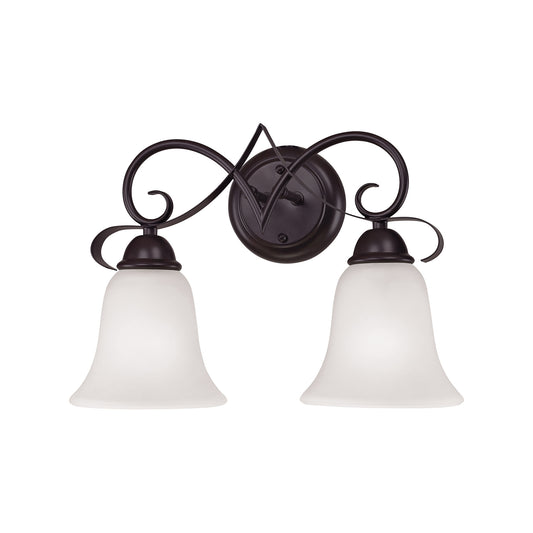 THOMAS 1052BB/10 Brighton 2-Light Vanity Light in Oil Rubbed Bronze with White Glass