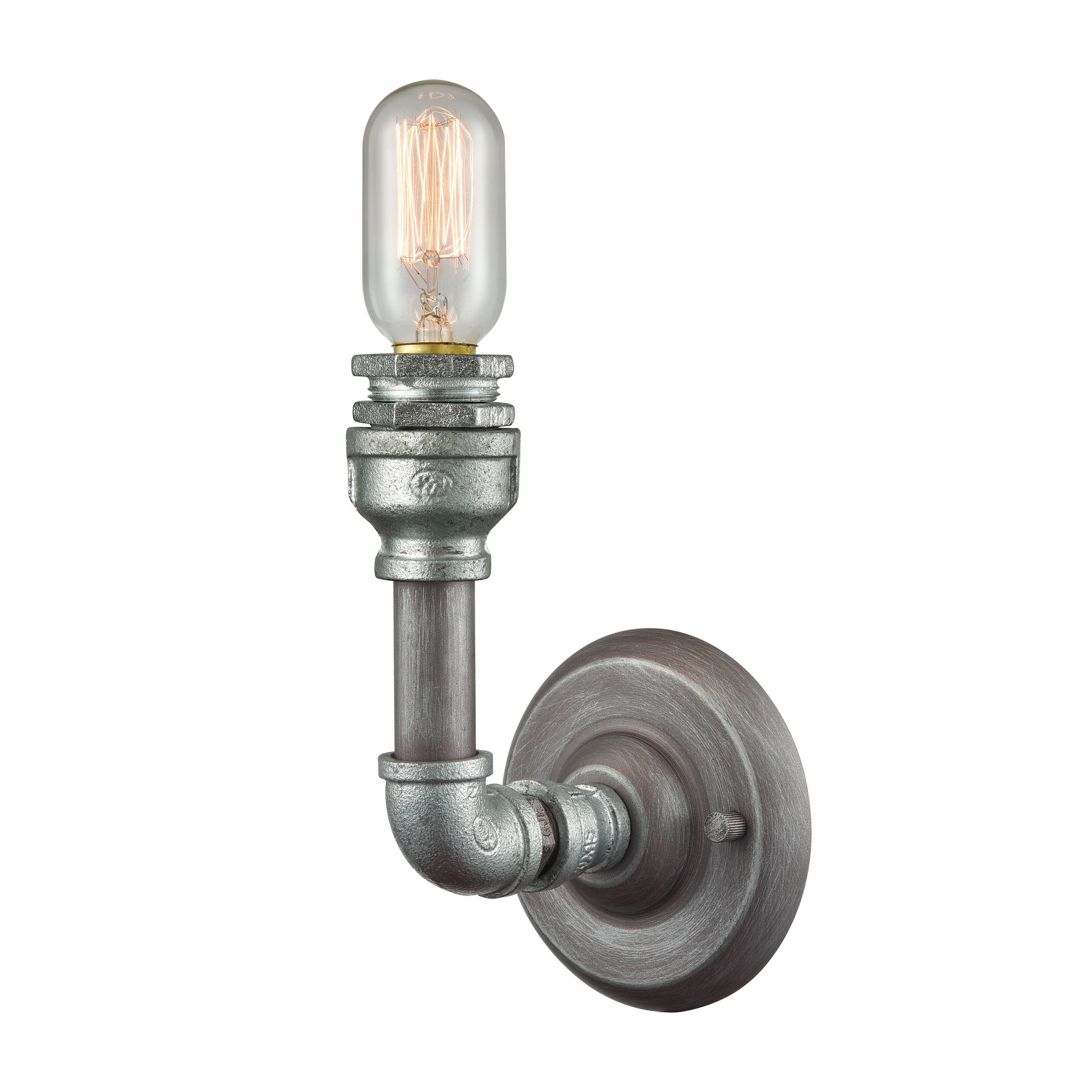 ELK SHOWROOM 10682/1 Cast Iron Pipe 8'' High 1-Light Sconce - Weathered Zinc