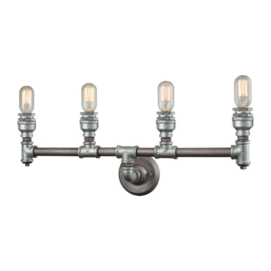 ELK SHOWROOM 10685/4 Cast Iron Pipe 28'' Wide 4-Light Vanity Light - Weathered Zinc