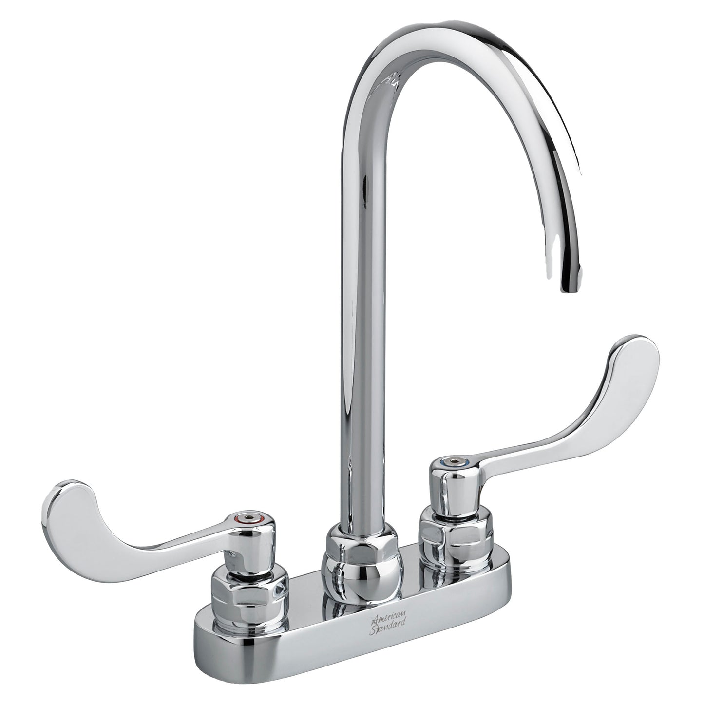 AMERICAN-STANDARD 7500180.002, Monterrey 4-Inch Centerset Gooseneck Faucet With Wrist Blade Handles 1.5 gpm/5.7 Lpm Laminar Flow in Spout Base in Chrome