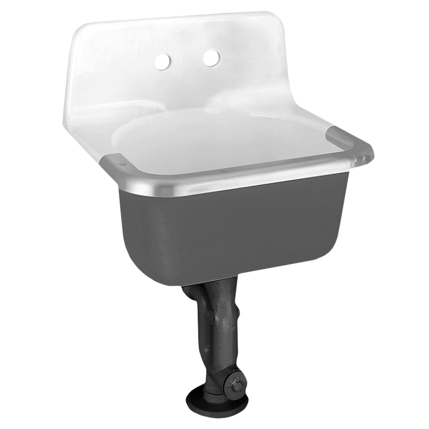 AMERICAN-STANDARD 7695008.020, Akron Wall-Hung Cast Iron Service Sink With 8-inch Faucet Holes and Rim Guard in White