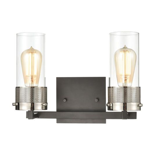 ELK SHOWROOM 12141/2 Bergenline 13'' Wide 2-Light Vanity Light - Matte Black