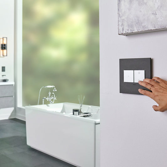 LEGRAND AWM2GSL4 ADORNE  Slate Linen Two-Gang Screwless Wall Plate