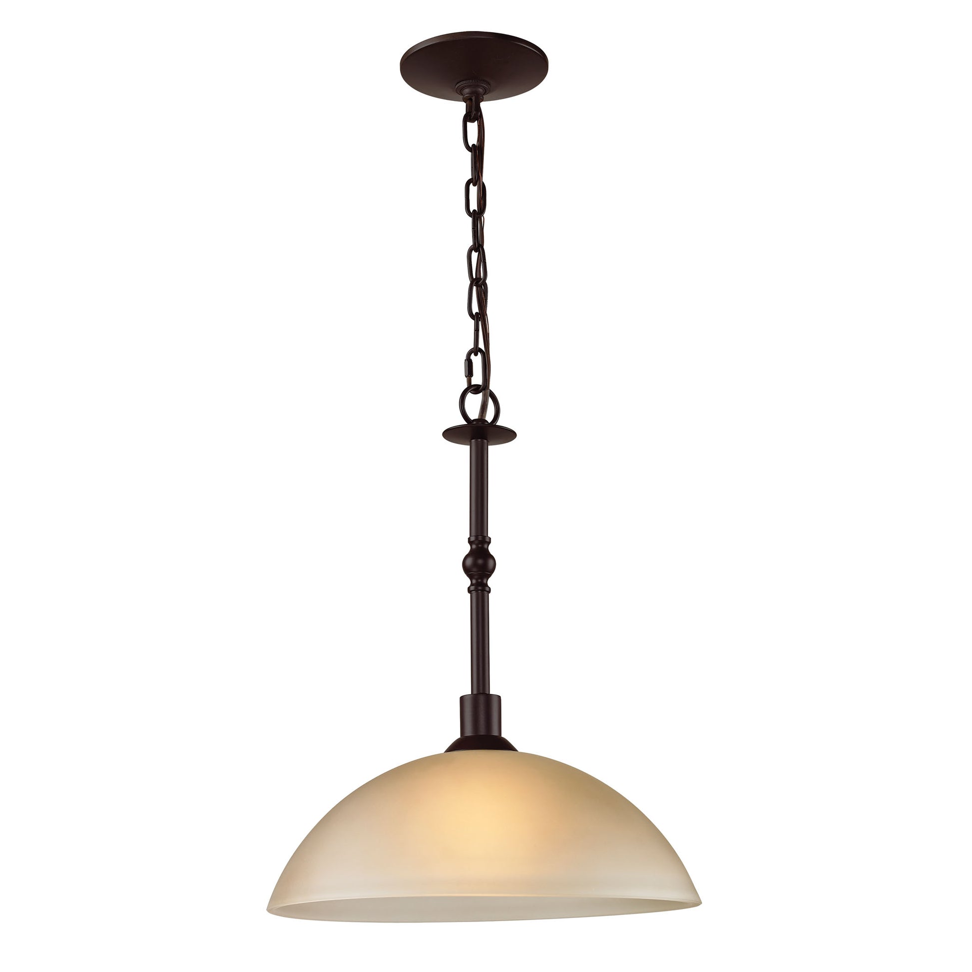 THOMAS 1301PL/10 Jackson 1-Light Pendant in Oil Rubbed Bronze with Light Amber Glass