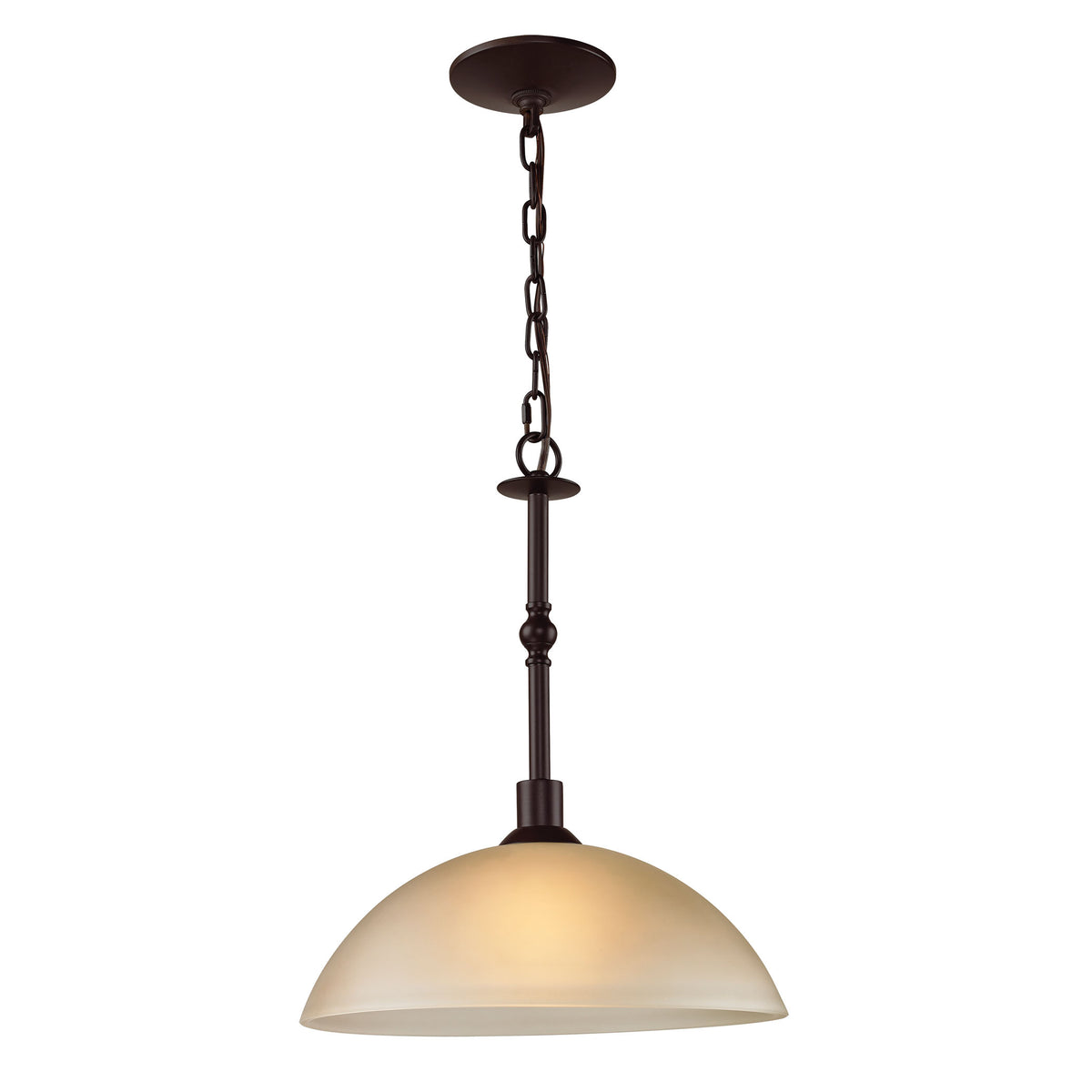 THOMAS 1301PL/10 Jackson 1-Light Pendant in Oil Rubbed Bronze with Light Amber Glass