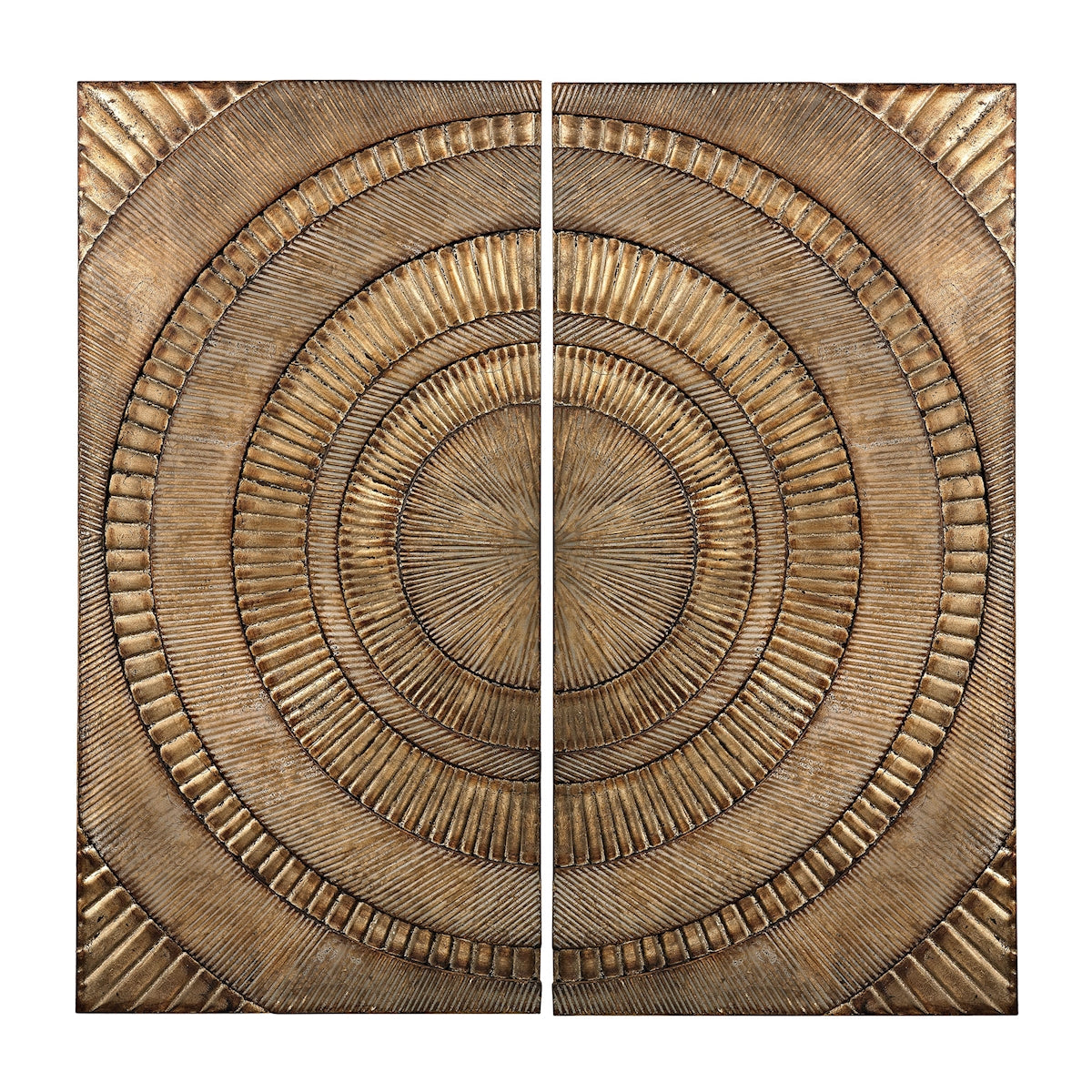 ELK STUDIO 138-133/S2 SET OF 2 ABSTRACT METAL WALL PANELS - Glenharrow Gold