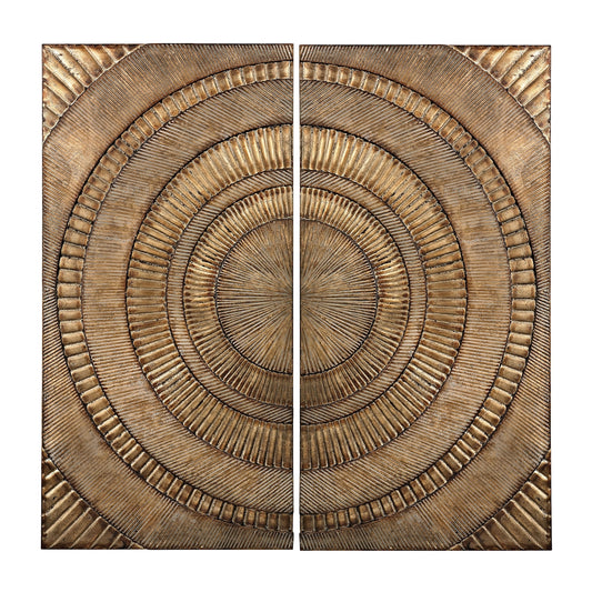 ELK STUDIO 138-133/S2 SET OF 2 ABSTRACT METAL WALL PANELS - Glenharrow Gold