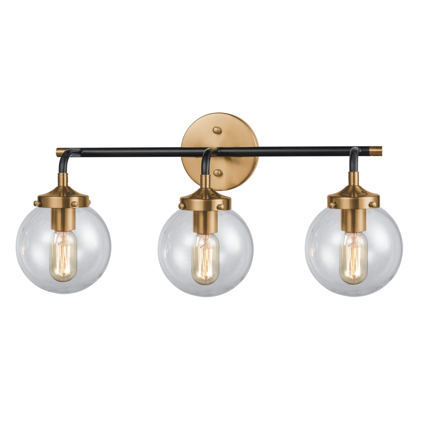 ELK SHOWROOM 14428/3 Boudreaux 24'' Wide 3-Light Vanity Light - Matte Black with Antique Gold