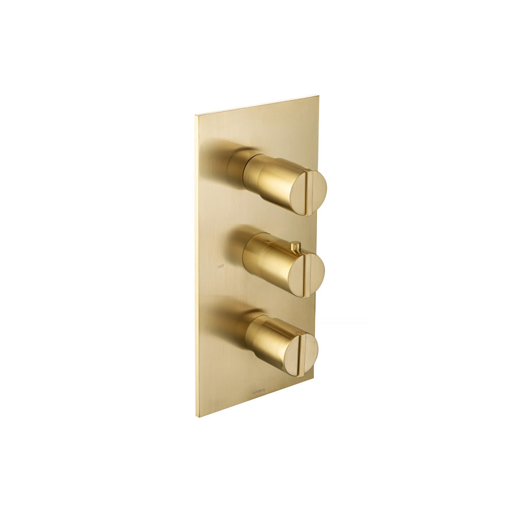 ISENBERG 145.4401SB Satin Brass PVD Serie 145 3/4" Thermostatic Valve and Trim - 2 Outputs