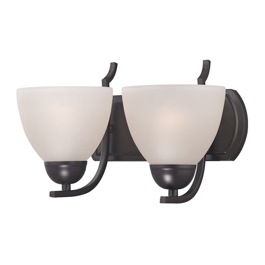 THOMAS 1452BB/10 Kingston 2-Light Vanity Light in Oil Rubbed Bronze with White Glass