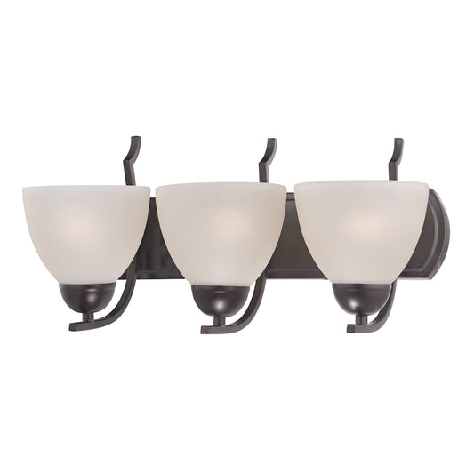 THOMAS 1453BB/10 Kingston 3-Light Vanity Light in Oil Rubbed Bronze with White Glass