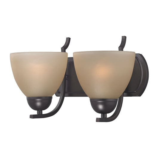 THOMAS 1462BB/10 Kingston 2-Light Vanity Light in Oil Rubbed Bronze with Cafe Tint Glass