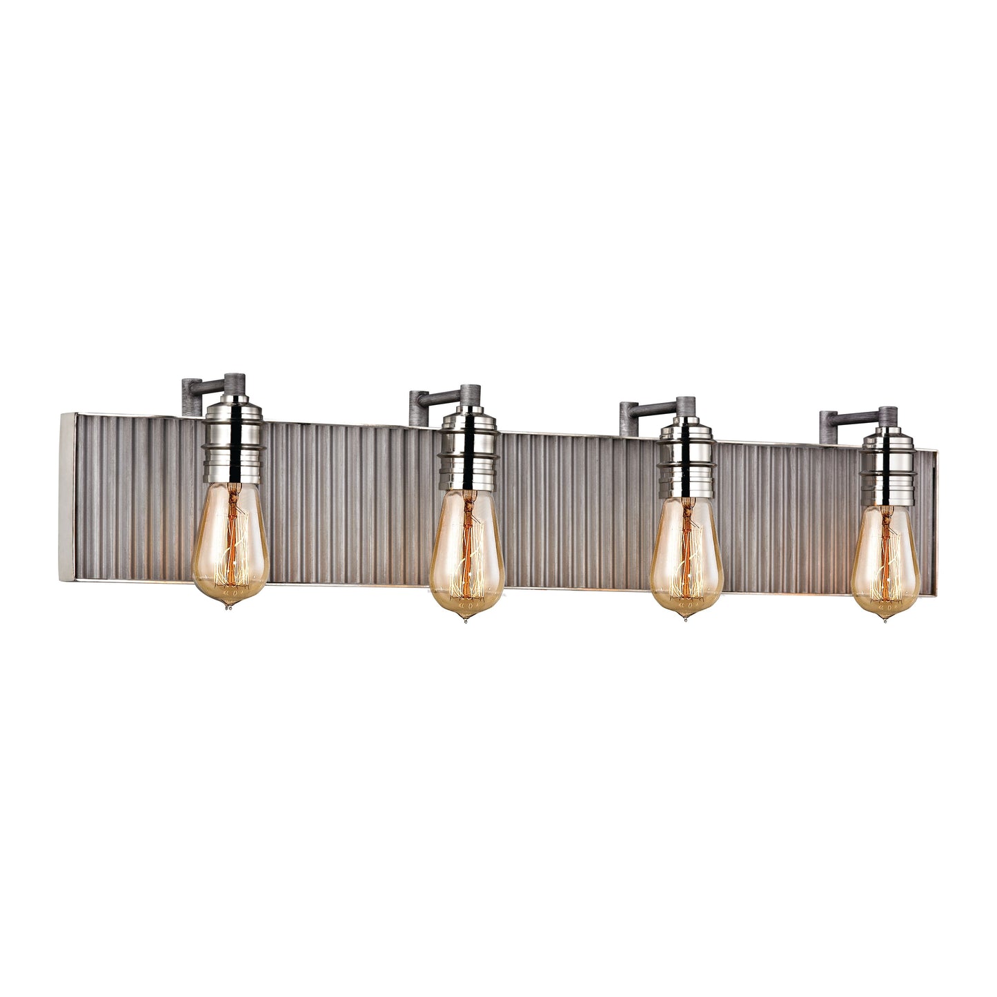 ELK SHOWROOM 15923/4 Corrugated Steel 32'' Wide 4-Light Vanity Light - Polished Nickel