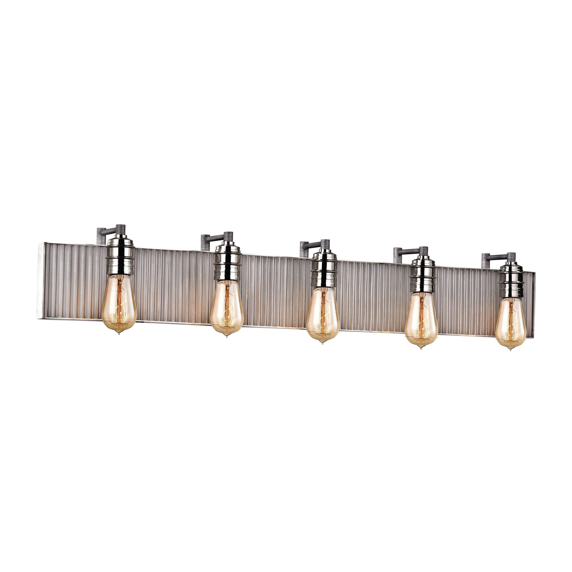 ELK SHOWROOM 15924/5 Corrugated Steel 40'' Wide 5-Light Vanity Light - Polished Nickel