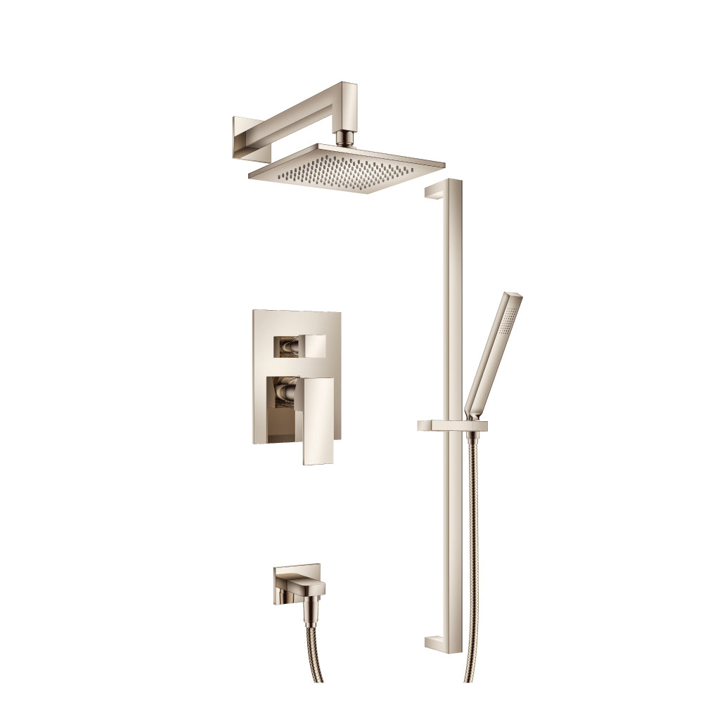 ISENBERG 160.3350PN Polished Nickel PVD Serie 160 Two Output Shower Set With Shower Head, Hand Held And Slide Bar