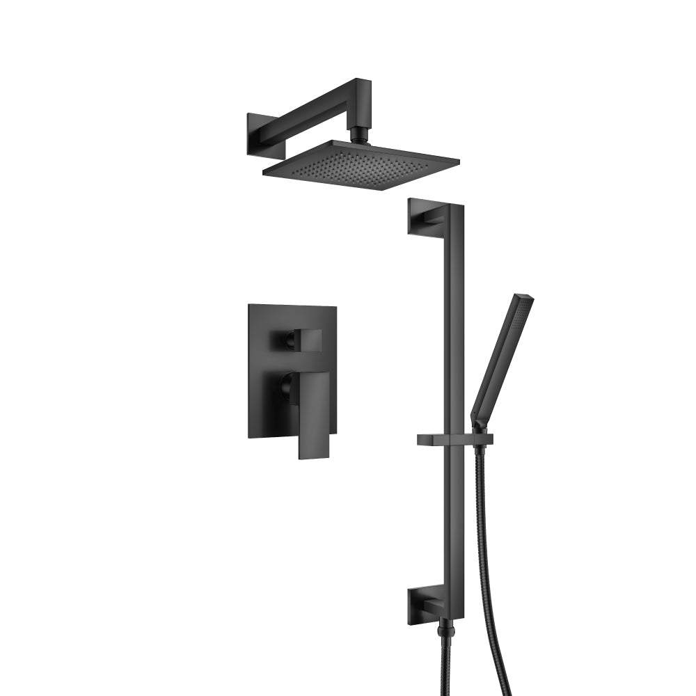 ISENBERG 160.3450MB Matte Black Serie 160 Two Output Shower Set With Shower Head, Hand Held And Slide Bar