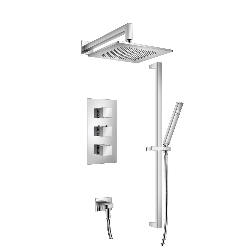 ISENBERG 160.7200CP Chrome Serie 160 Two Output Shower Set With Shower Head, Hand Held And Slide Bar