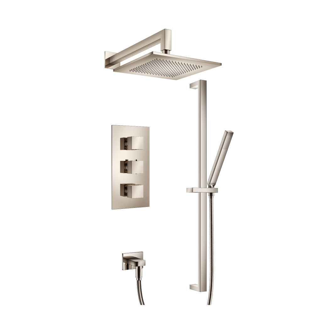ISENBERG 160.7200PN Polished Nickel PVD Serie 160 Two Output Shower Set With Shower Head, Hand Held And Slide Bar