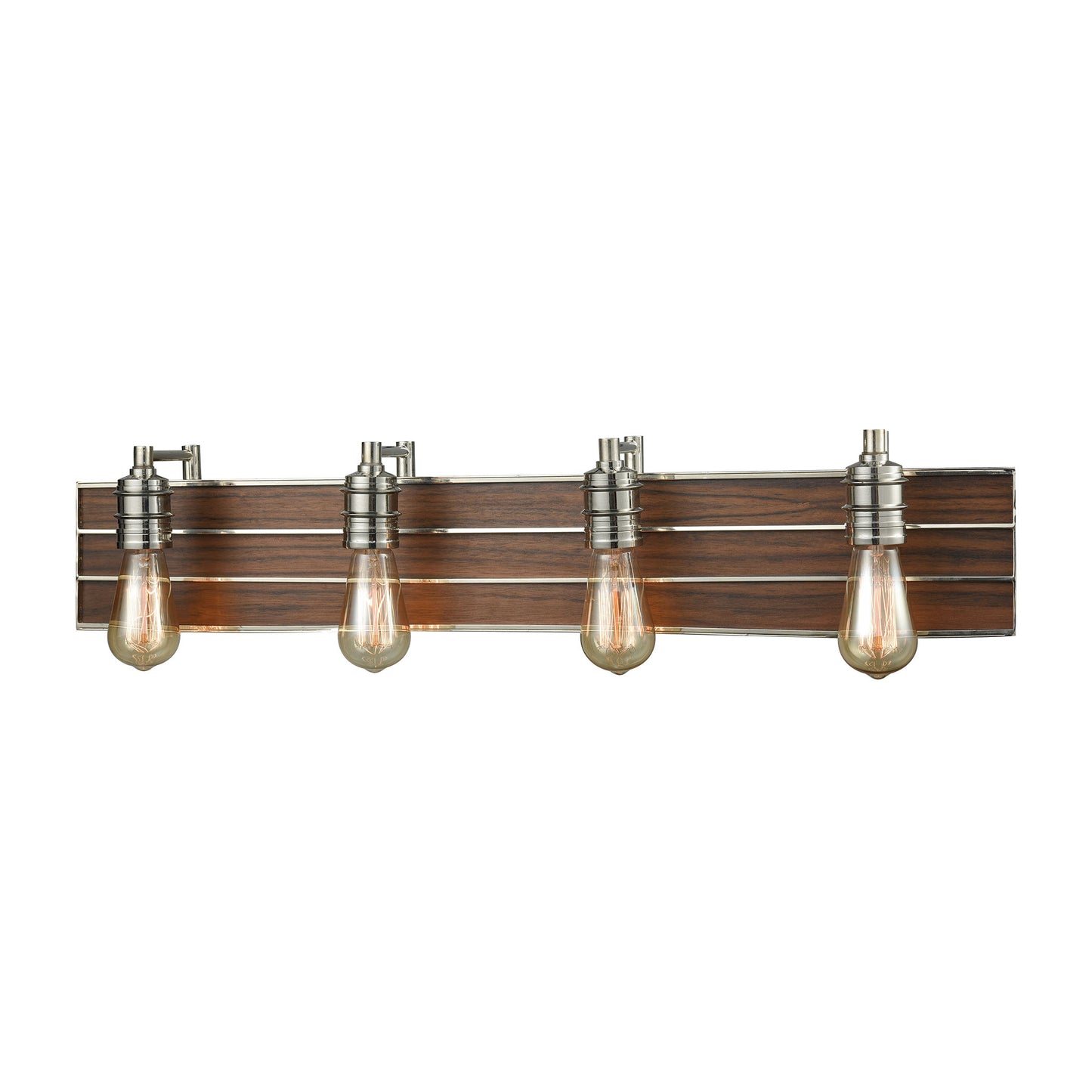 ELK SHOWROOM 16432/4 Brookweiler 4-Light Vanity Sconce in Polished Nickel with Dark Wood Backplate