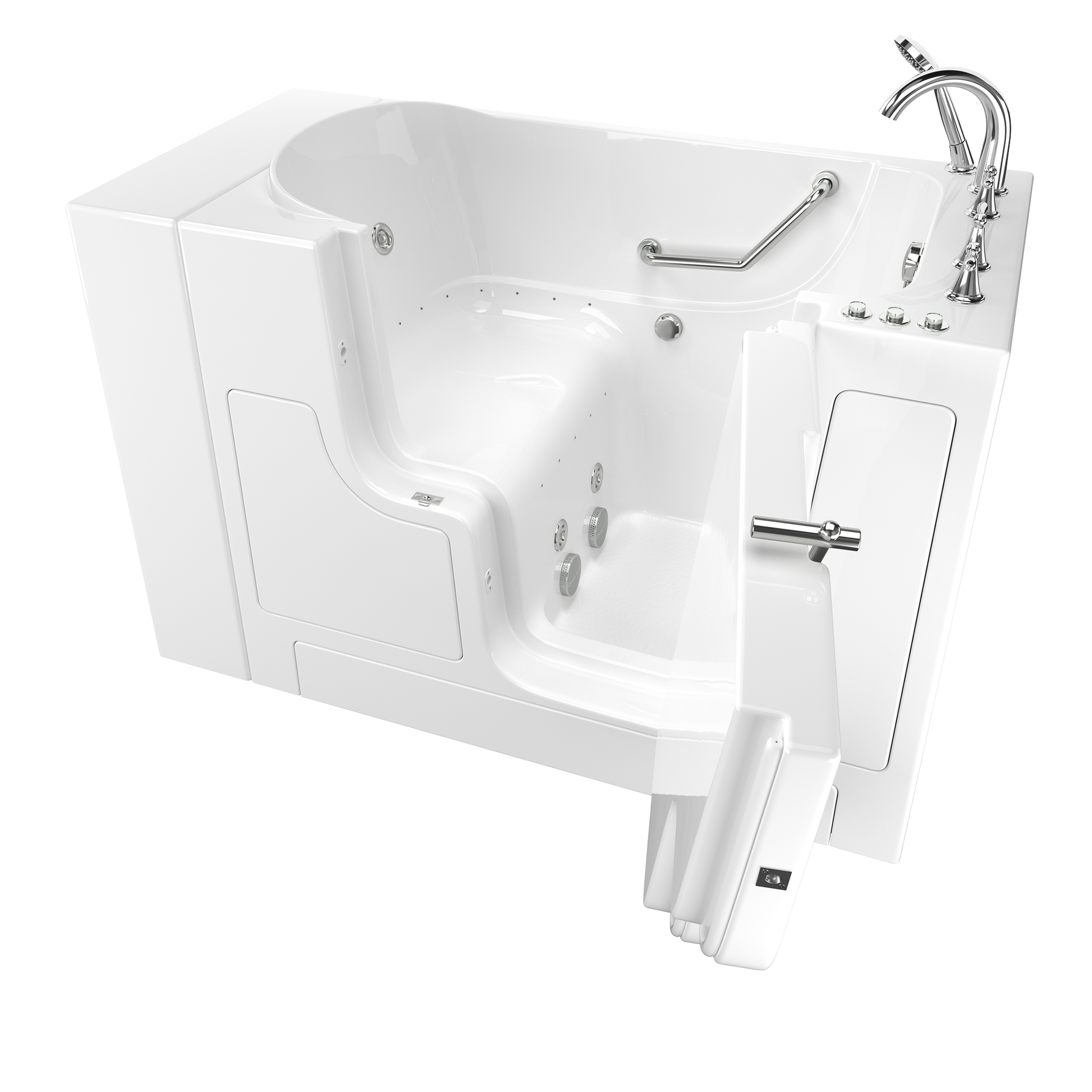 AMERICAN-STANDARD SS9OD5230RD-WH-PC, Gelcoat Premium Series 30 in. x 52 in. Outward Opening Door Walk-In Bathtub with Air Spa and Whirlpool system in Wib White