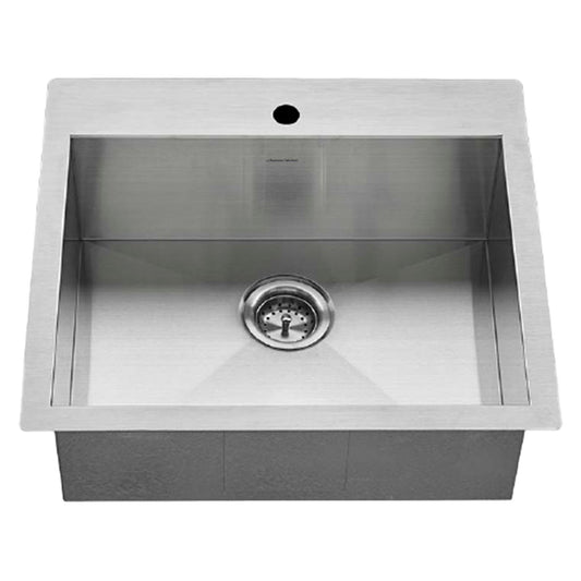 AMERICAN-STANDARD 18SB.9252211.075, Edgewater 25 x 22-Inch Stainless Steel 1-Hole Undermount Single-Bowl Kitchen Sink in Stainless Stl