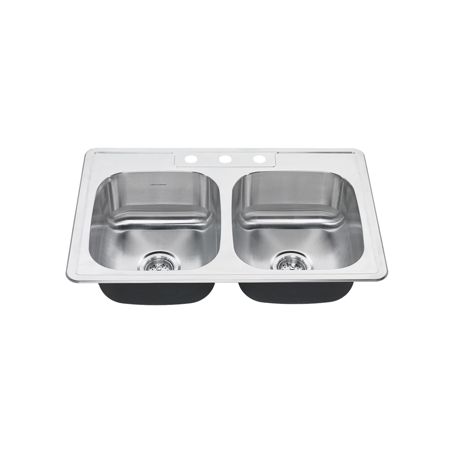 AMERICAN-STANDARD 22DB.6332283S.075, Colony 33 x 22-Inch Stainless Steel 3-Hole Top Mount Double-Bowl ADA Kitchen Sink in Stainless Stl