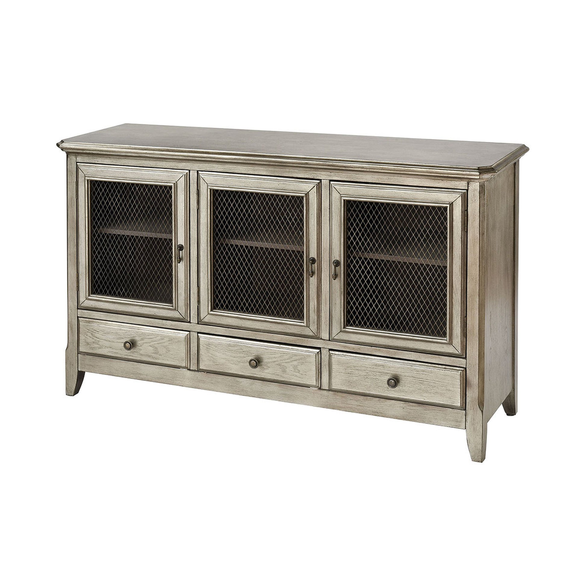 ELK STUDIO 16918 Walsh 3-Door 3-Drawer Cabinet - Antique Silver Leaf