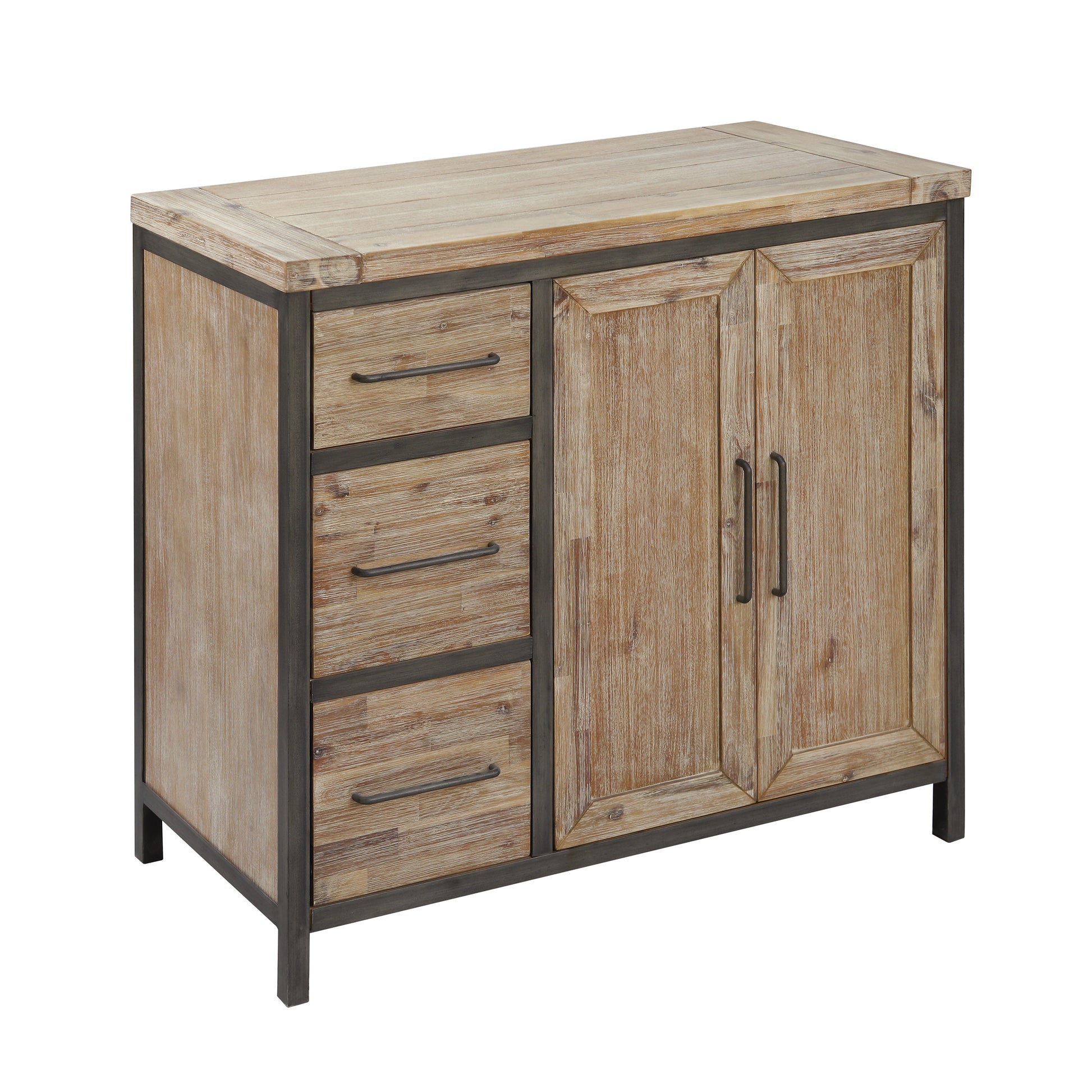 ELK STUDIO 17361 Cork County Cabinet - 2 Door 3 Drawer Atlantic Brushed