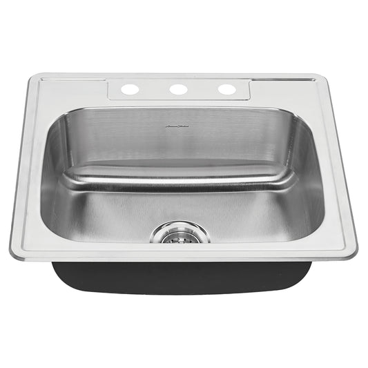 AMERICAN-STANDARD 22SB.6252283S.075, Colony 25 x 22-Inch Stainless Steel 3-Hole Top Mount Single-Bowl ADA Kitchen Sink in Stainless Stl