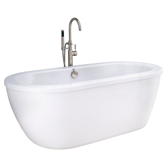 AMERICAN-STANDARD 2764014M204.011, Cadet 66 x 32-Inch Freestanding Bathtub With Drain Brushed Nickel Finish in Arctic